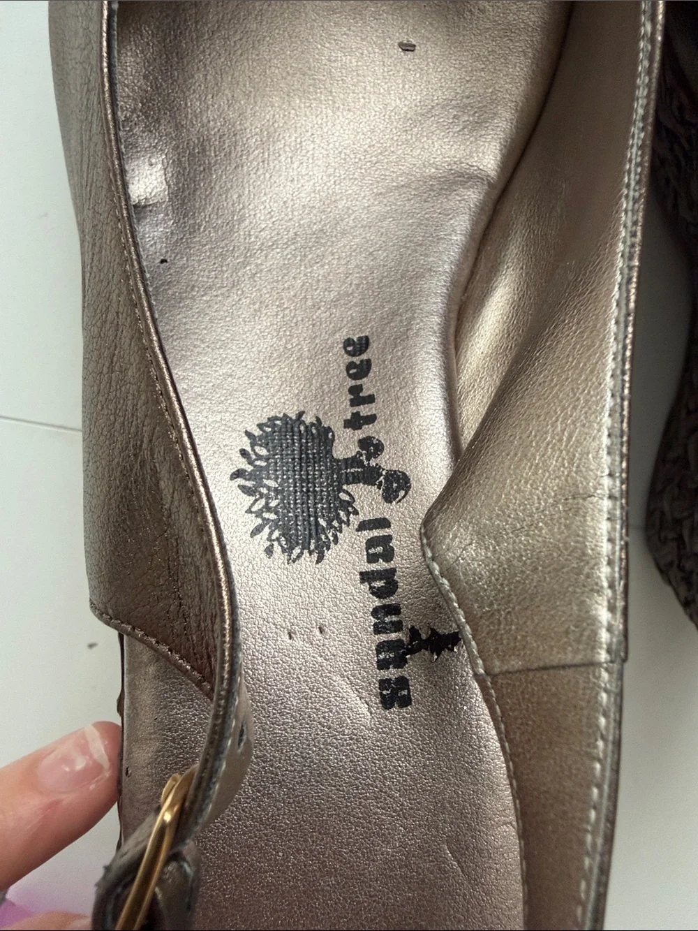 Peep-Toe Slingback Wedges in Metallic Bronze